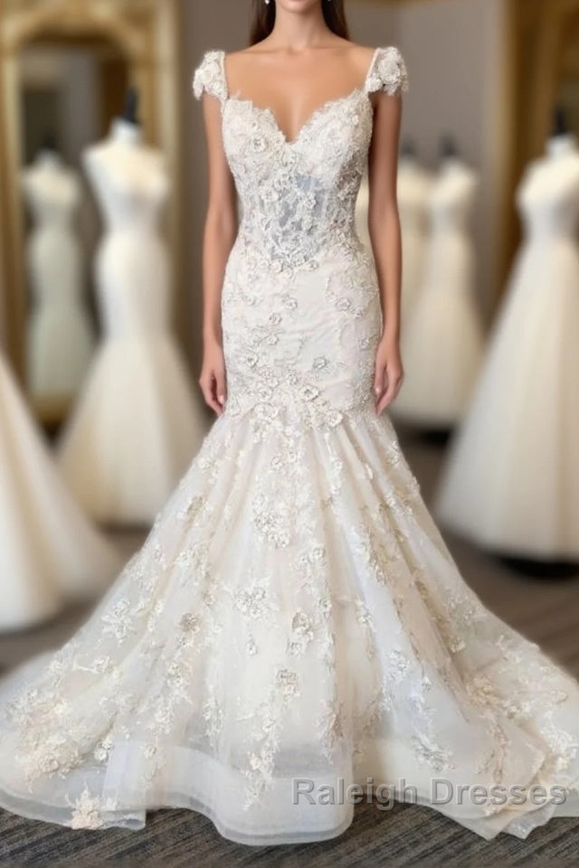 Luxury Mermaid Sweetheart Lace Backless Wedding Dresses