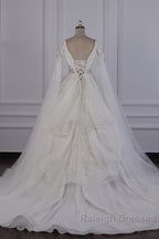 Luxury V Neck Beadings Wedding Dresses Tulle Sleeveless Sequined Bridal Gowns