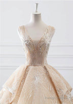 Luxury Wedding Dresses Sequin V Neck Ball Gowns