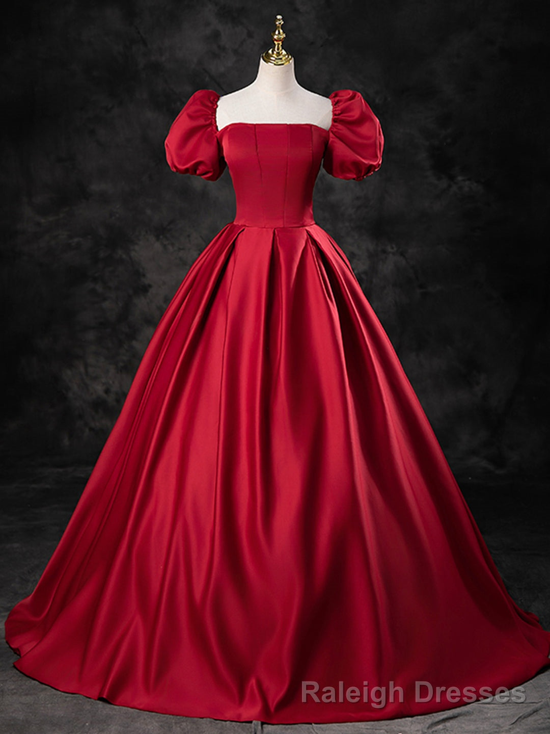Burgundy Satin Off the Shoulder Formal Dress, A-Line Burgundy Evening Dress