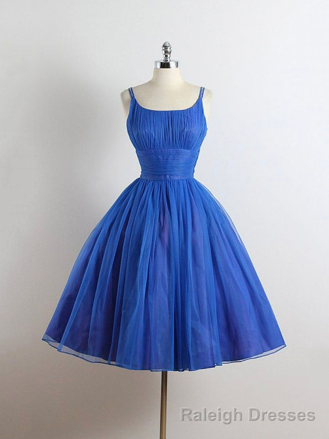 Royal Blue Spaghetti straps Tulle A Line Short Prom Dress