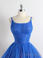 Royal Blue Spaghetti straps Tulle A Line Short Prom Dress