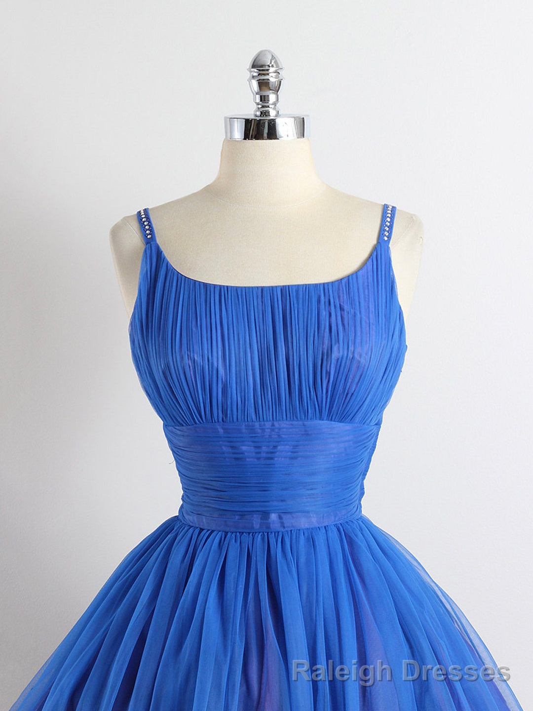 Royal Blue Spaghetti straps Tulle A Line Short Prom Dress