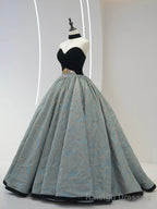 Beautiful Strapless Jacquard Floor Length Prom Dresses, A-Line Sweetheart Neck Formal Dresses