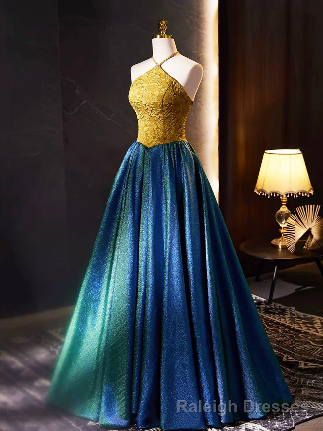 Retro Halter Neck Long Prom Dress, Elegant A-Line Evening Party Dress Secondary image