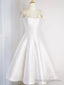 White Satin Short Prom Dress, Simple A Line Prom Prom Dress