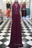 Maroon Hight Neck Lace Long Prom Dresses Maroon Prom Dresses