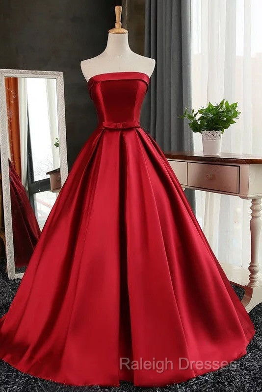 Maroon Satin Strapless Ball Gowns Quinceanera Dresses Secondary image