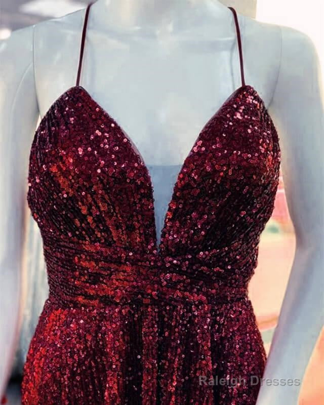 Maroon Sequin V-Neck Homecoming Dress Secondary image