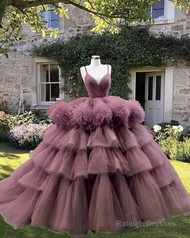 Mauve Pink Tiered Tulle Ball Gown Dress Main image