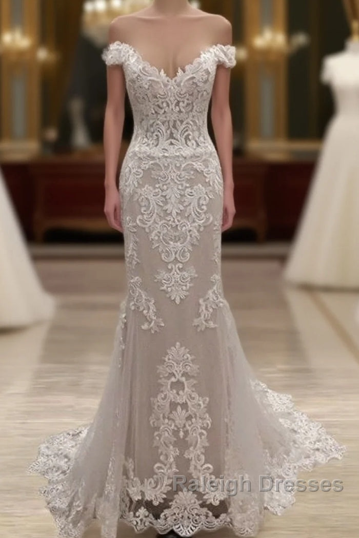 Mermaid Appliques Wedding Dress Off The Shoulder Main image