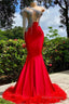 Mermaid Asymmetrical Appliques Lace Sequined Open Back One Shoulder Floor-length Sleeveless Prom Dress With Feather
