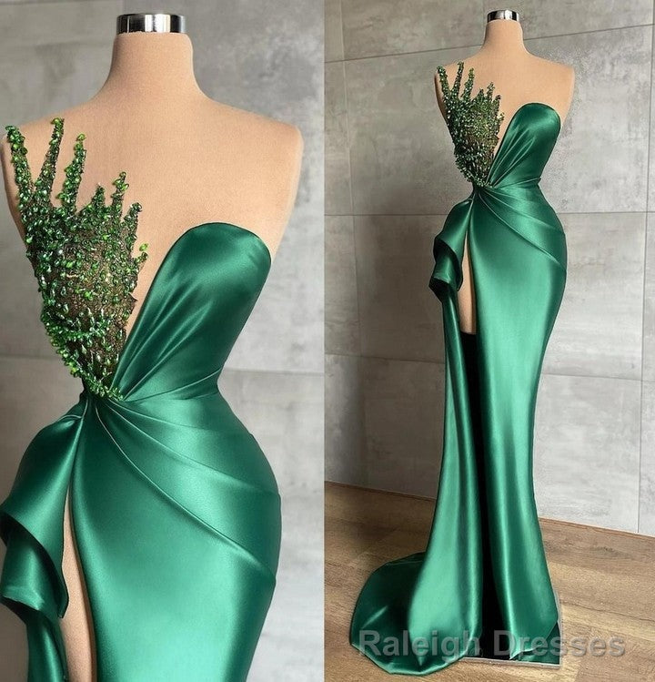 Mermaid Asymmetrical High Split Beaded Floor Length Sleeveless Prom Dress Secondary image