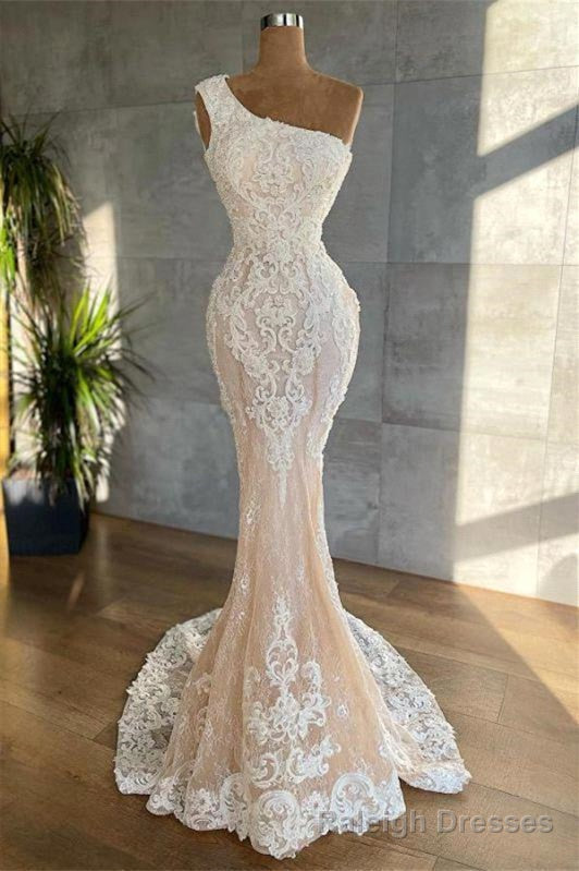 Mermaid Asymmetrical Lace Applique Floor Length Sleeveless Prom Dress Main image
