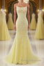 Mermaid Backless Yellow Lace Long Prom Dress Mermaid Yellow Prom Dress Yellow Lace Prom Dress
