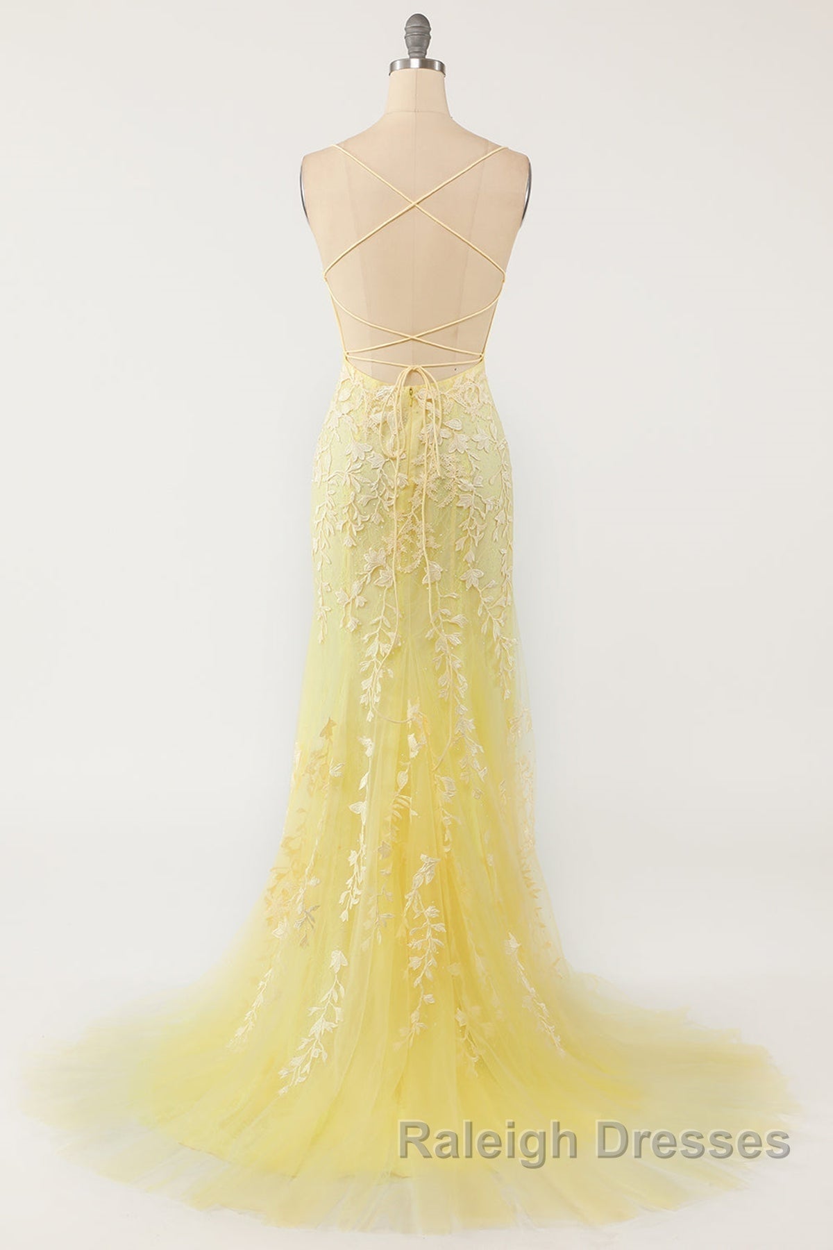 Mermaid Backless Yellow Lace Long Prom Dress Mermaid Yellow Prom Dress Yellow Lace Prom Dress