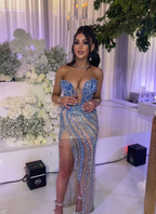 Gorgeous Beaded Slit Prom Dresses Prom Dresses