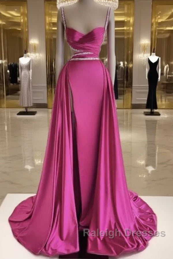 Mermaid Beaded Straps V Neck Slit Dress Main image