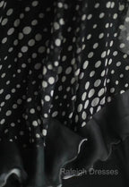Mermaid Black Spaghetti Strap Chiffon Long Prom Skirt Polka Dot Prom Dresses