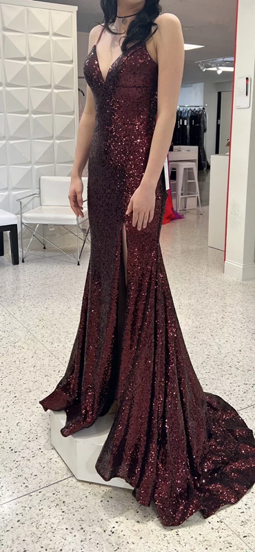 Mermaid Burgundy Sequin Floor Length Prom Dresses 22Th Birthday Outfit