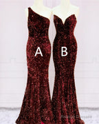 Mermaid Burgundy Sequins Bridesmaid Dresses