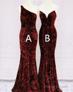 Mermaid Burgundy Sequins Bridesmaid Dress