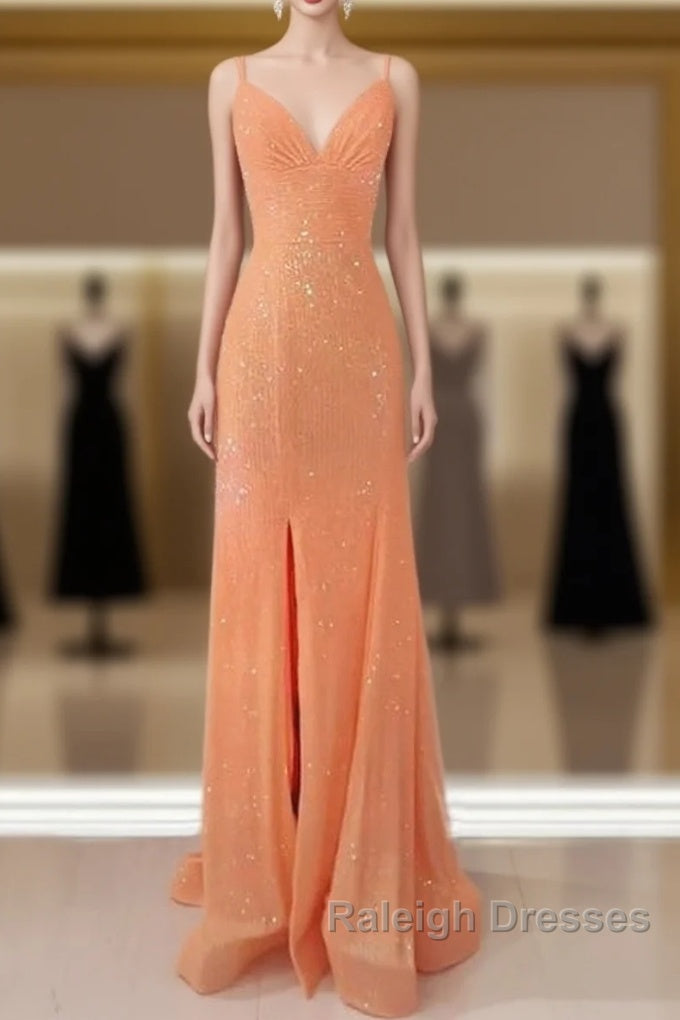 Mermaid Corset Sequin Dresses V Neck Split