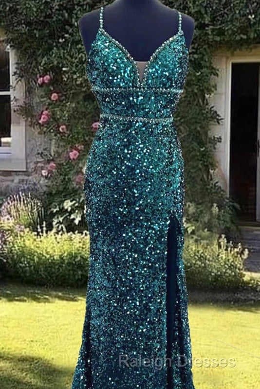 Mermaid Emerald Green Sequin V-Neck Dress Secondary image