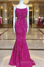 Mermaid Fuchsia Sequin Open Back Dresses