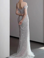 Mermaid Gownse??? Off The Shoulder Tulle Sequins Prom Dresses Long For Prom Events &Quinceanera