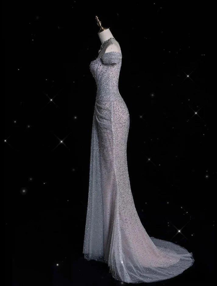 Mermaid Gownse??? Off The Shoulder Tulle Sequins Prom Dresses Long For Prom Events &Quinceanera