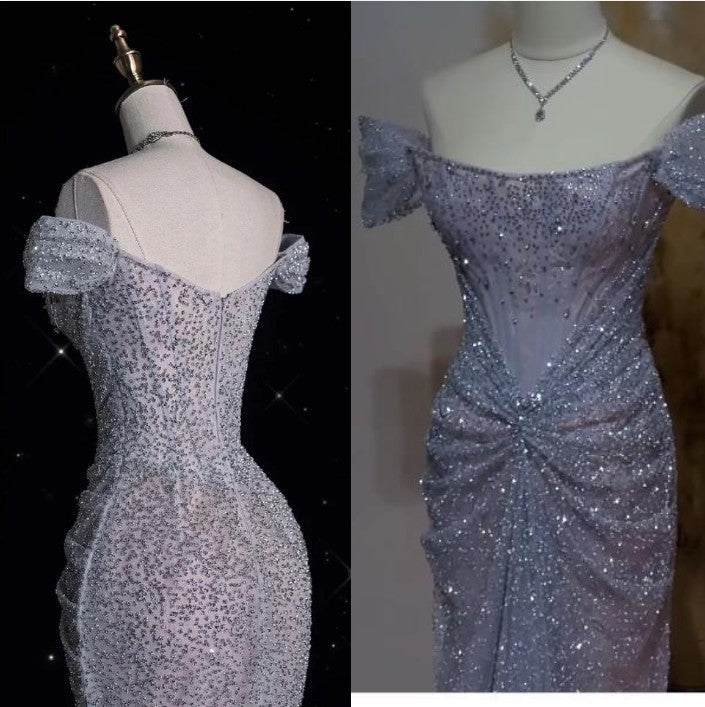 Mermaid Gownse??? Off The Shoulder Tulle Sequins Prom Dresses Long For Prom Events &Quinceanera