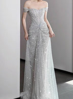 Mermaid Gownse??? Off The Shoulder Tulle Sequins Prom Dresses Long For Prom Events &Quinceanera