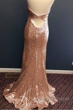 Mermaid Halter Rose Gold Prom Dress