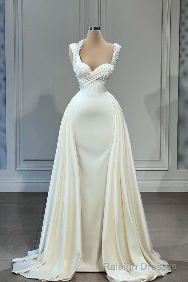Mermaid Halter Sweetheart Beaded Floor Length Sleeveless With Side Train Prom Dress Main image