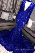 Mermaid High Neck Long Sleeves Prom Dresses