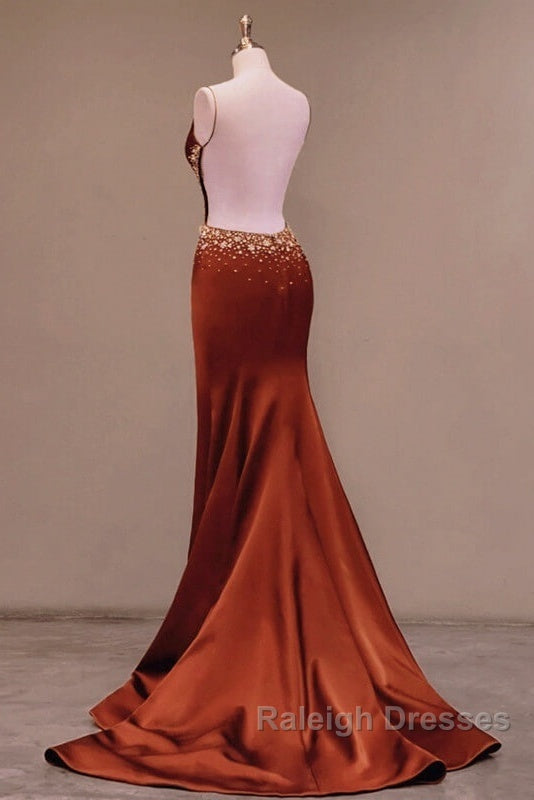 Mermaid High Slit Spaghetti Strap Satin Dress Secondary image