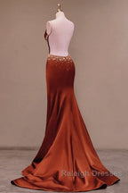 Mermaid High Slit Spaghetti Strap Satin Dress