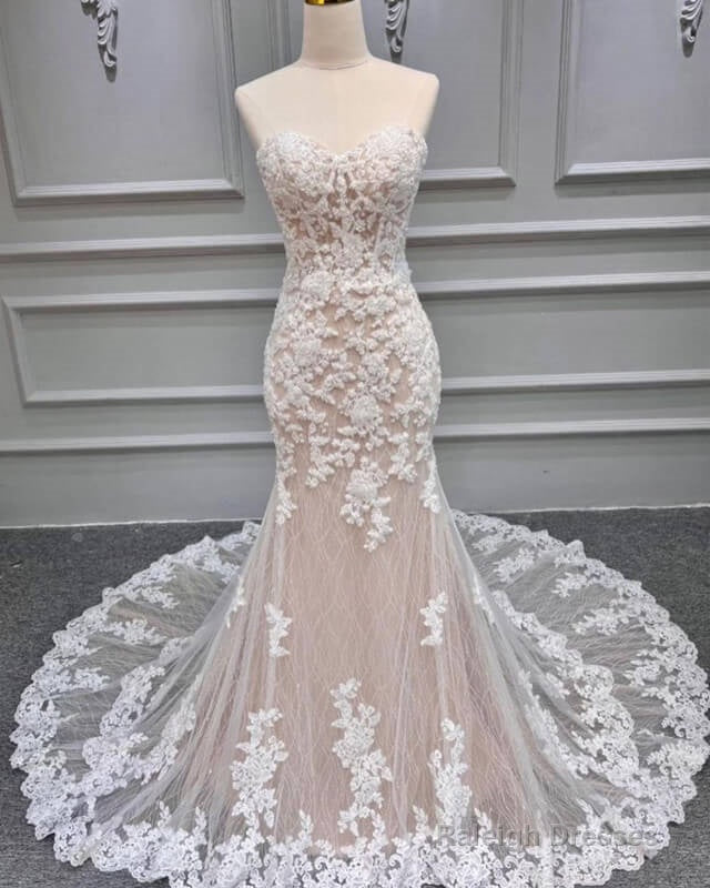 Mermaid Ivory Lace And Nude Wedding Dress Main image