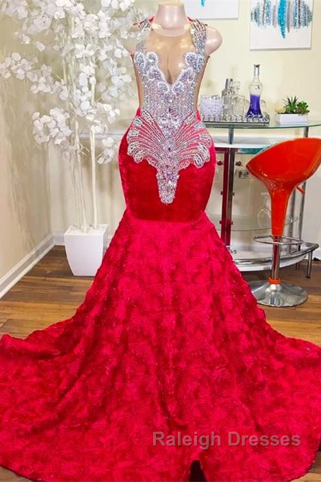 Mermaid Jewel Lace Sequined Applique Sleeveless Floor Length Prom Dresses