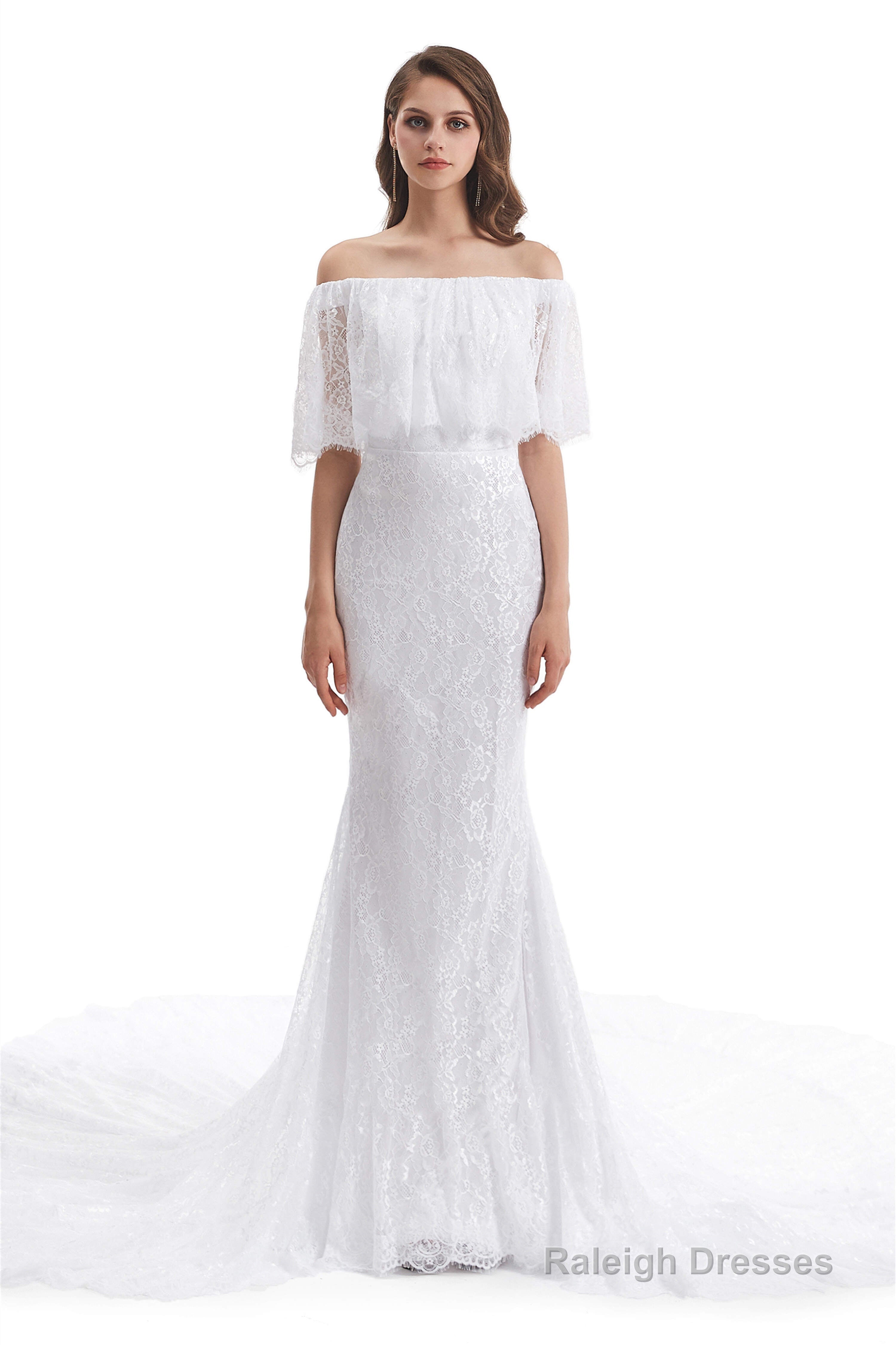 Mermaid Lace Off the Shoulder Wedding Dresses With Train Main image