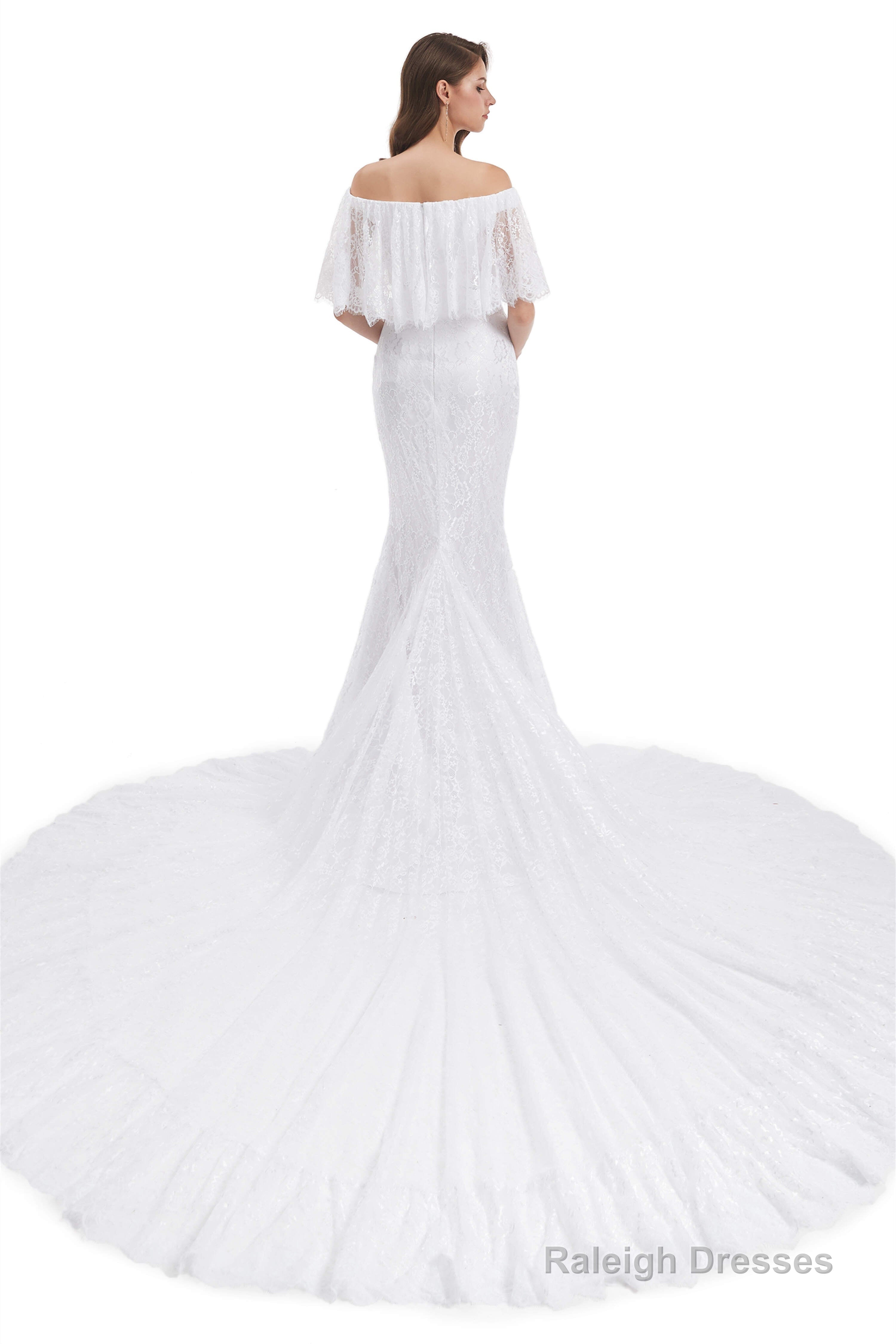 Mermaid Lace Off the Shoulder Wedding Dresses With Train