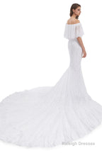 Mermaid Lace Off the Shoulder Wedding Dresses With Train