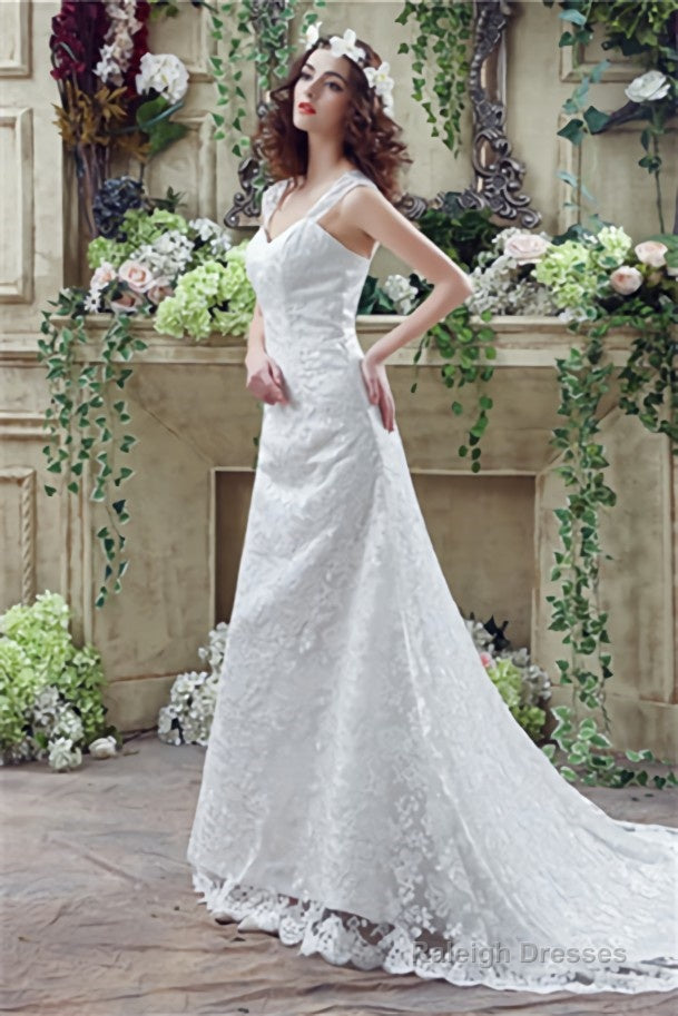 Mermaid Lace Sleeveless V-Neck Chapel Train Wedding Gowns Secondary image