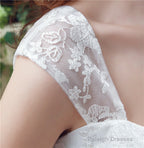 Mermaid Lace Sleeveless V-Neck Chapel Train Wedding Gowns