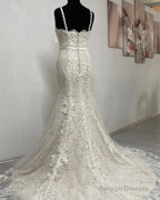 Mermaid Lace Sweetheart Spaghetti Strap Wedding Gowns