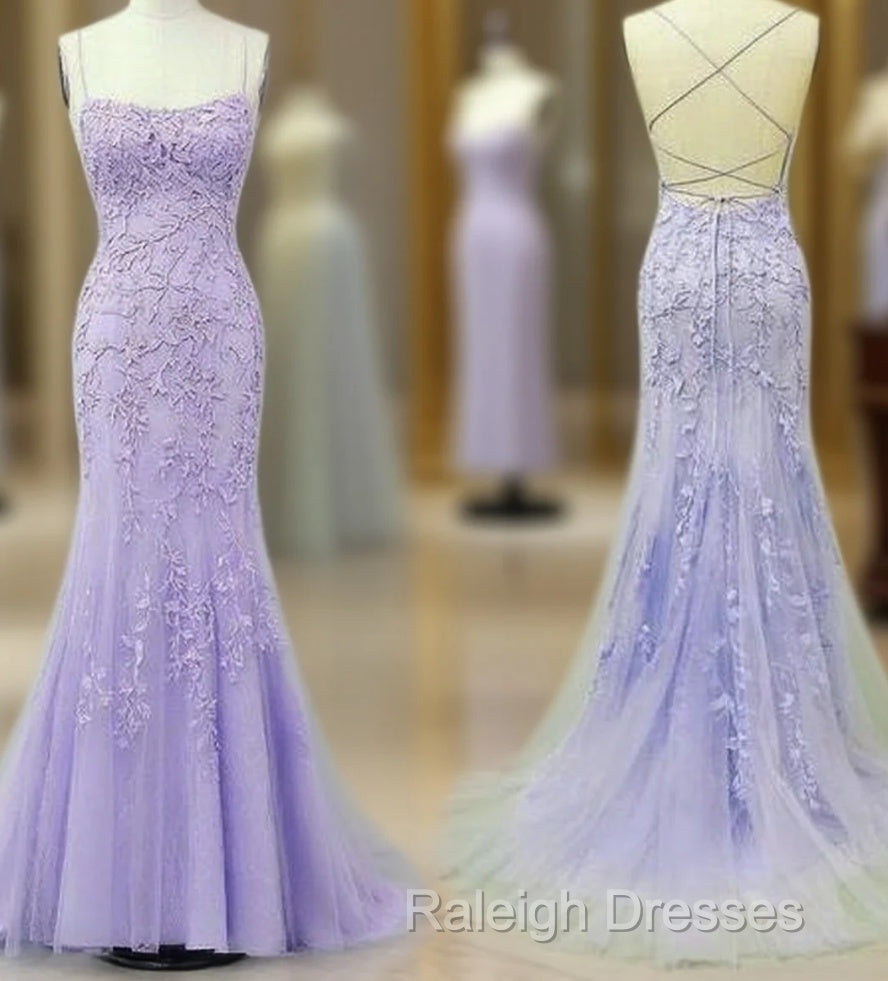 Mermaid Lavender Long Prom Dress With Lace Up Back Main image