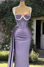 Mermaid Light Purple Satin Corset Gown