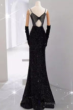 Mermaid Long Prom Dress New Sequin Black Slit Evening Dress