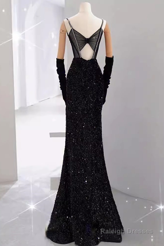 Mermaid Prom Dresses Long New Sequin Black Slit Prom Dresses Secondary image